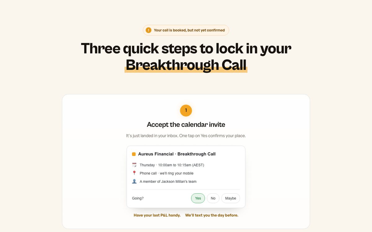 Confirmation page preview