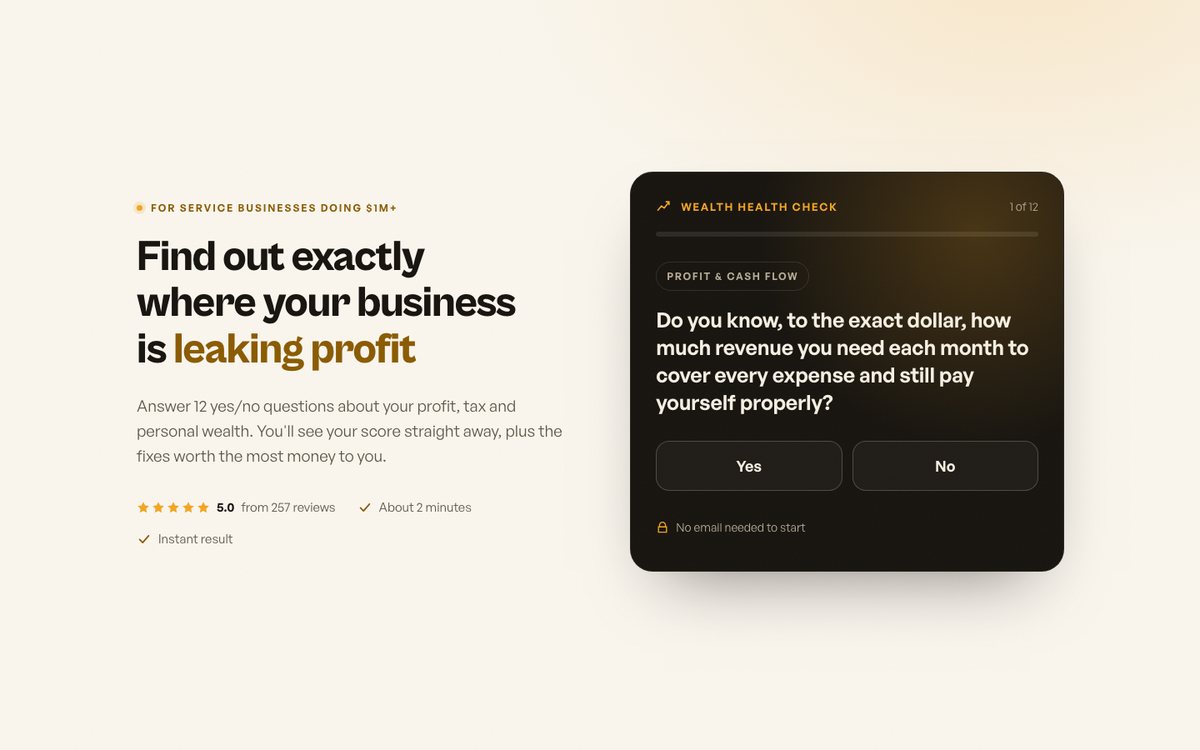 Rebuilt Wealth Health Check preview