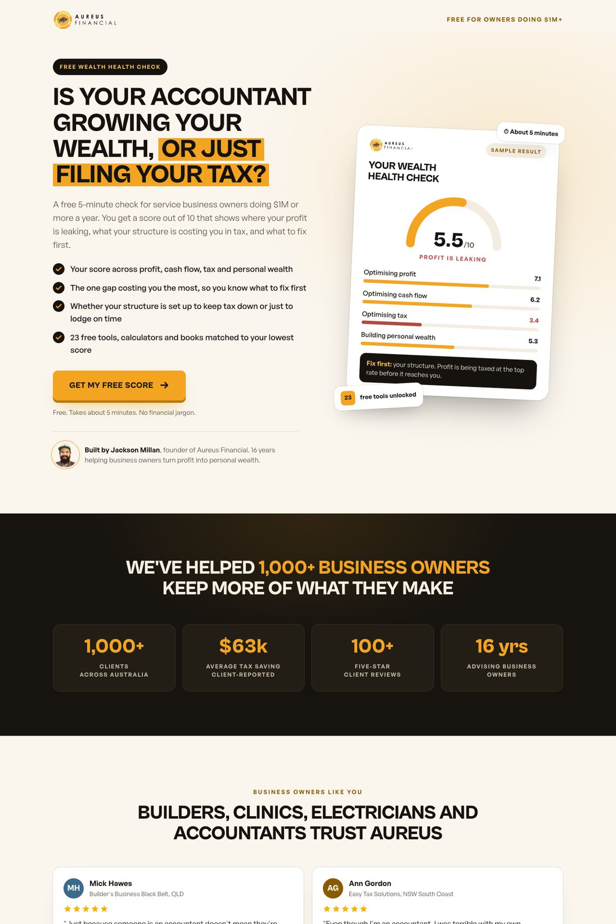 Rebuilt Wealth Health Check page